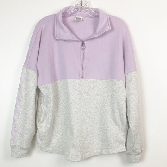 Victorias Secret Varsity Half Zip Pullover Lilac Gray Size XS - Picture 4 of 14